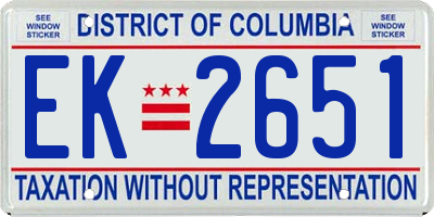 DC license plate EK2651