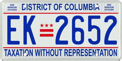 DC license plate EK2652