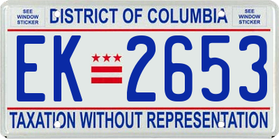 DC license plate EK2653