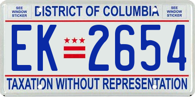 DC license plate EK2654