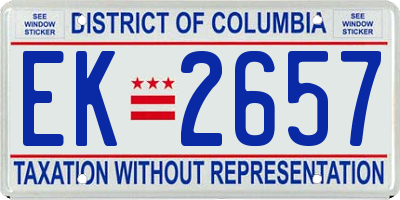 DC license plate EK2657
