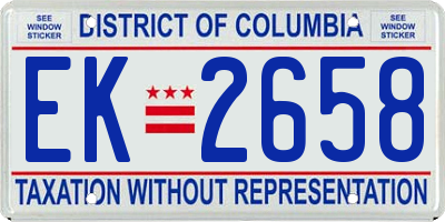 DC license plate EK2658