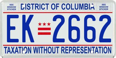 DC license plate EK2662