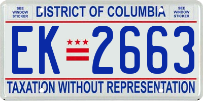 DC license plate EK2663