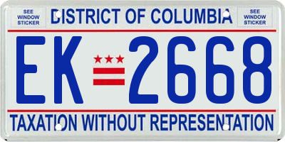 DC license plate EK2668