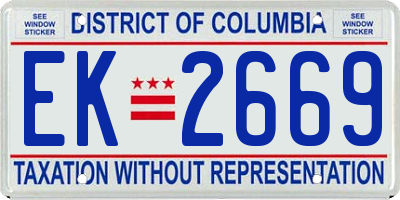 DC license plate EK2669