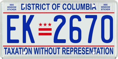 DC license plate EK2670