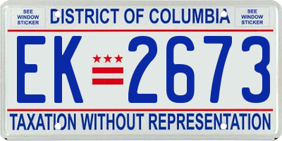 DC license plate EK2673