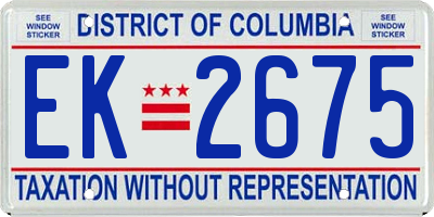 DC license plate EK2675