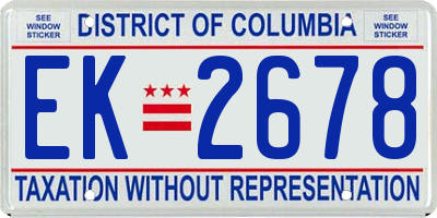 DC license plate EK2678