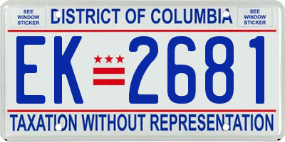 DC license plate EK2681