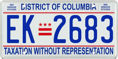DC license plate EK2683
