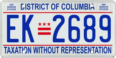 DC license plate EK2689