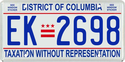 DC license plate EK2698