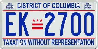 DC license plate EK2700