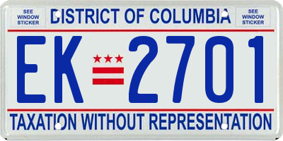 DC license plate EK2701