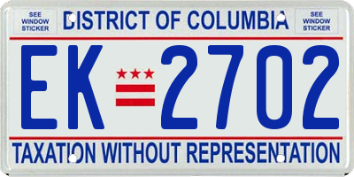 DC license plate EK2702