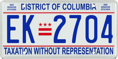 DC license plate EK2704