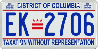 DC license plate EK2706