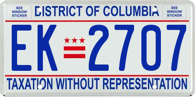 DC license plate EK2707