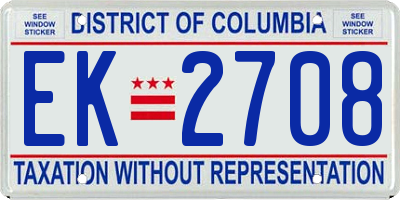 DC license plate EK2708