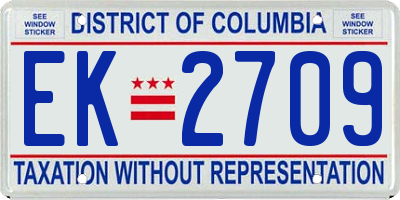 DC license plate EK2709