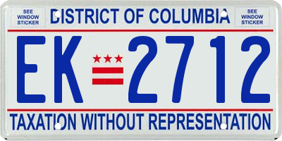 DC license plate EK2712