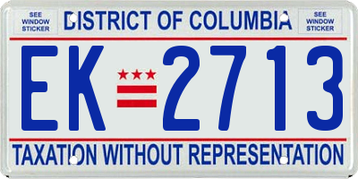 DC license plate EK2713