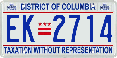DC license plate EK2714
