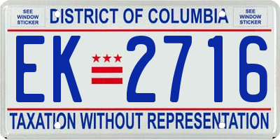 DC license plate EK2716