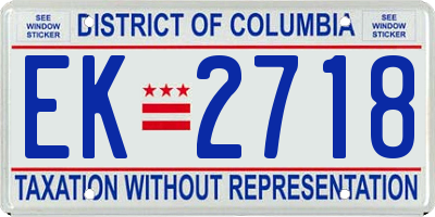 DC license plate EK2718