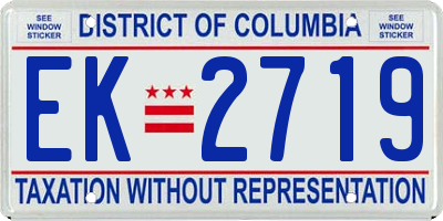 DC license plate EK2719