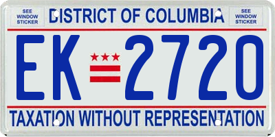 DC license plate EK2720