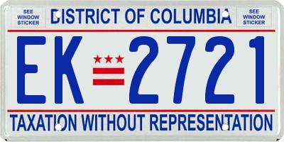 DC license plate EK2721