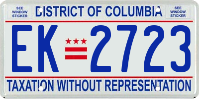DC license plate EK2723