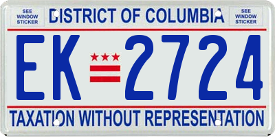 DC license plate EK2724