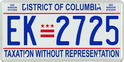 DC license plate EK2725