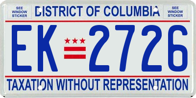 DC license plate EK2726