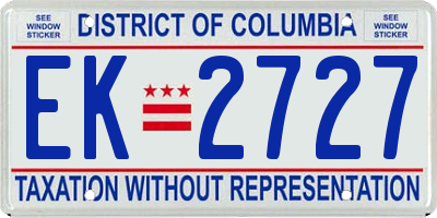 DC license plate EK2727