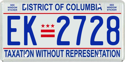 DC license plate EK2728