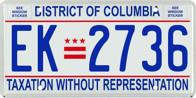 DC license plate EK2736