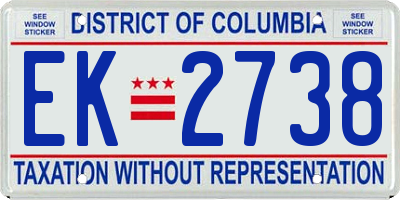 DC license plate EK2738