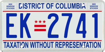 DC license plate EK2741