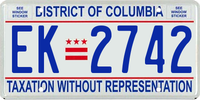 DC license plate EK2742