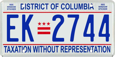 DC license plate EK2744