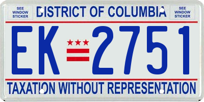 DC license plate EK2751