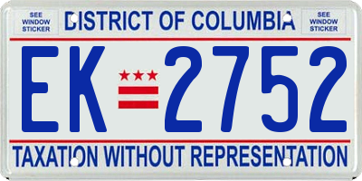 DC license plate EK2752