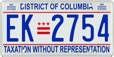 DC license plate EK2754