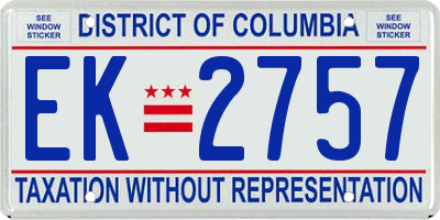 DC license plate EK2757