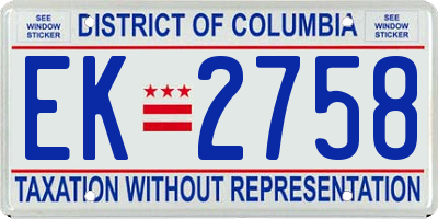 DC license plate EK2758